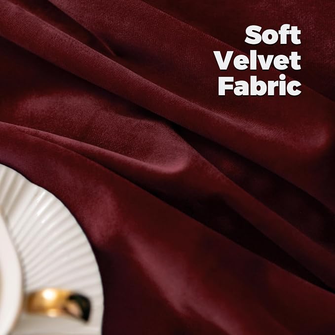 BGment Burgundy Red Velvet Blackout Curtains - Image 5