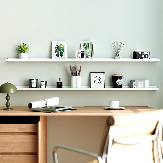 White Floating Shelves for Wall Decor, 56 in Shelf - Image 2