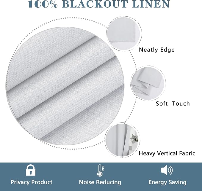 Chyhomenyc 2 Panels 100% Blackout Curtain Liners, Each 50" Wx80 L | 100% - Image 7