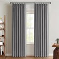 Pinch Pleated Full Blackout Faux Linen Curtains 80 Inches Long | Dark Grey by 100BlackoutShield
