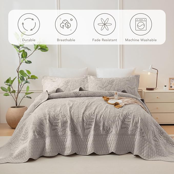 Lady Ann Oversized Queen Quilt Set, Soft & Lightweight Linen Feel Quilted - Image 2