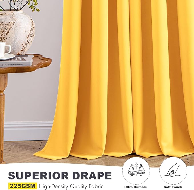 MIULEE Blackout Curtains for Bedroom 2 Panels 40 x 72 Inch Long Yellow | - Image 5