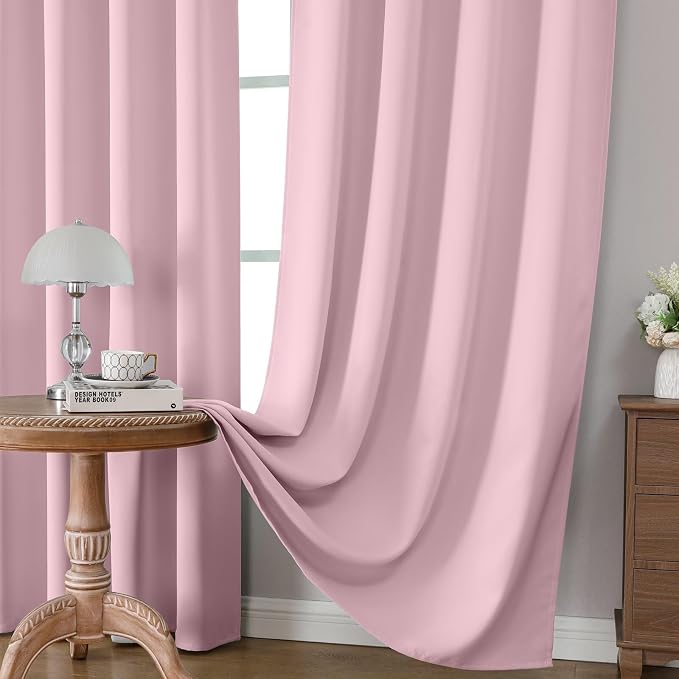 CUCRAF Light Pink Blackout Curtains 84 inch Length 2 Panels Set, Rod Pocket - Image 5