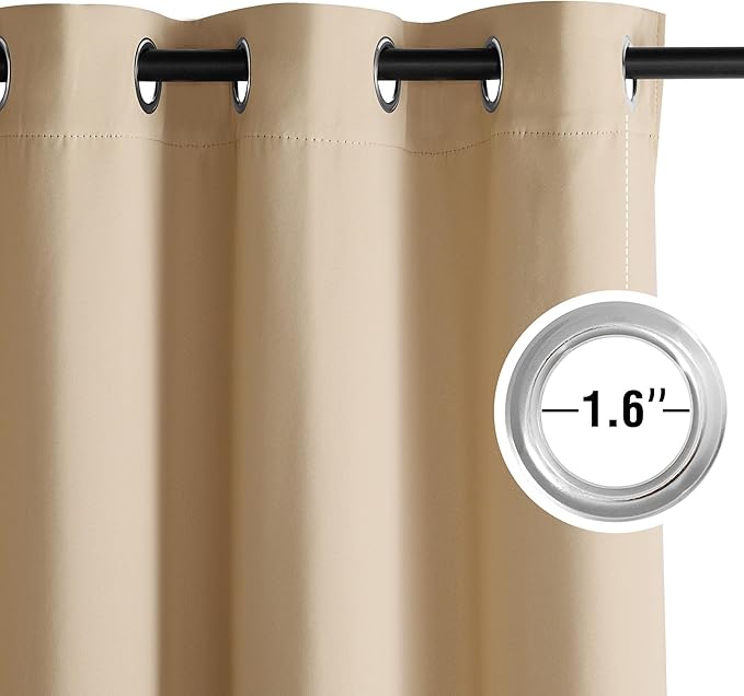 NICETOWN Beige Room Darkening Curtains 54 Inches Long 2 Panels - Image 3