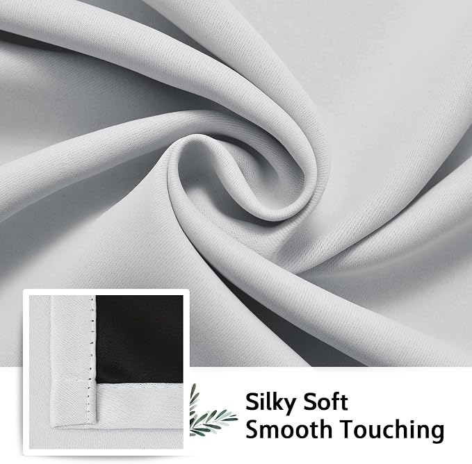 SimpleHome White 100% Blackout Curtains Room Darkening Living Room 84 Inch | - Image 7