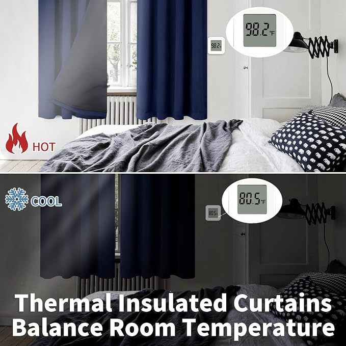 BGment Navy Blackout Curtains for Bedroom 84 Inch Length 2 Panels | Thermal - Image 4