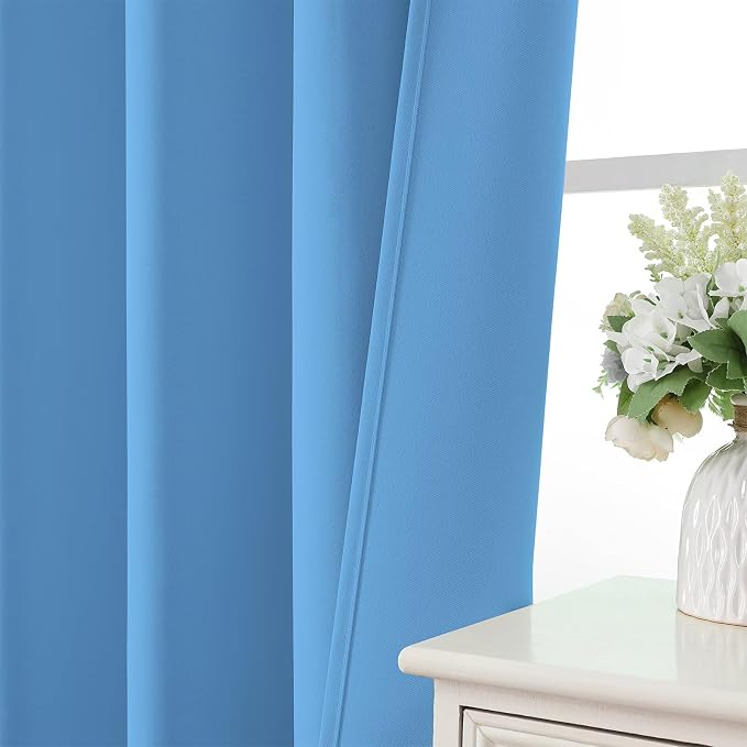 CUCRAF Light Blue Blackout Curtains 63 inch Length 2 Panels Set, Rod Pocket - Image 6