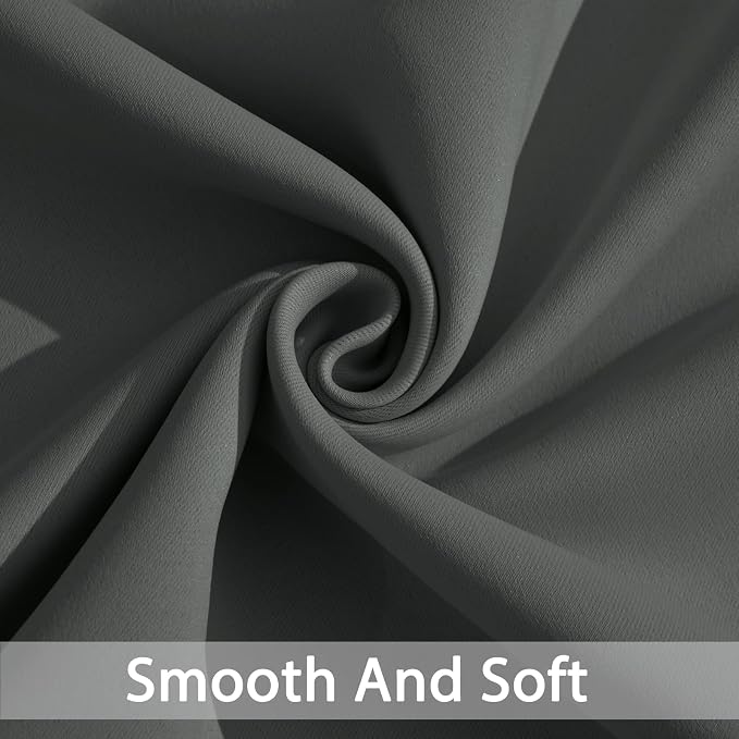 Yakamok Blackout Curtains 38x90 inch Dark Grey Thermal Drapes-Bedroom | 2 panels - Image 3