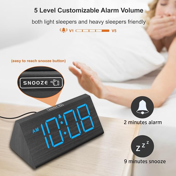 DreamSky Wooden Digital Alarm Clock - Image 6