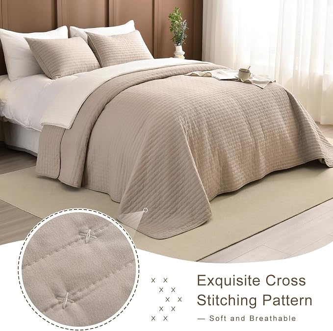 Lady Ann Queen Quilt Set, Linen Feel Queen Bedspreads 102x118 - Image 9