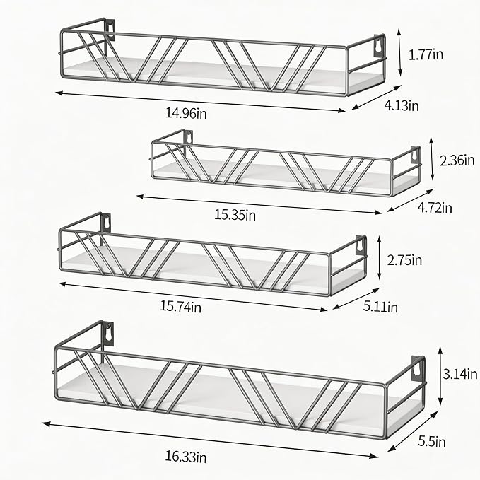 Amaoot Floating Shelves for Wall Set of 4, Wall Shelf Wood Floating Shelf | - Image 2