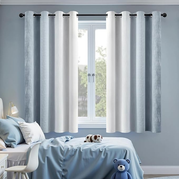 MIULEE Chambray Blue and Greyish White Ombre Blackout Curtains 52Wx54L | Full - Image 6