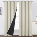 100% Blackout Curtains with Black Liner 52 x 95 Inch/Light Beige Curtains 2 by Lemomo