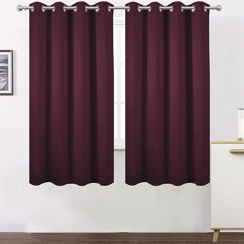 100% Blackout Curtains 52 x 63 Inch/Burgundy Red Curtains 2 Panels - Image 2