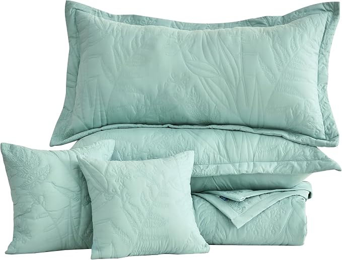 HZ & HY Oversized Alaskan King Bedspreads 138x122, Seaglass | Extra Wide - Image 9