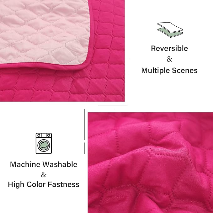 Exclusivo Mezcla Reversible California King Quilt Set, Hot Pink | Lightweight - Image 6