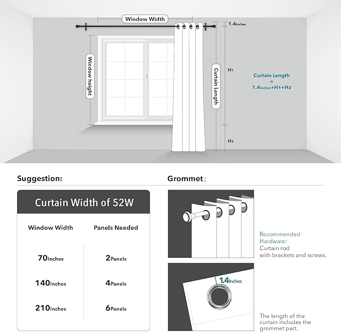 Deconovo White Curtains, Room Darkening Curtain, Thermal Insulated Noise - Image 5