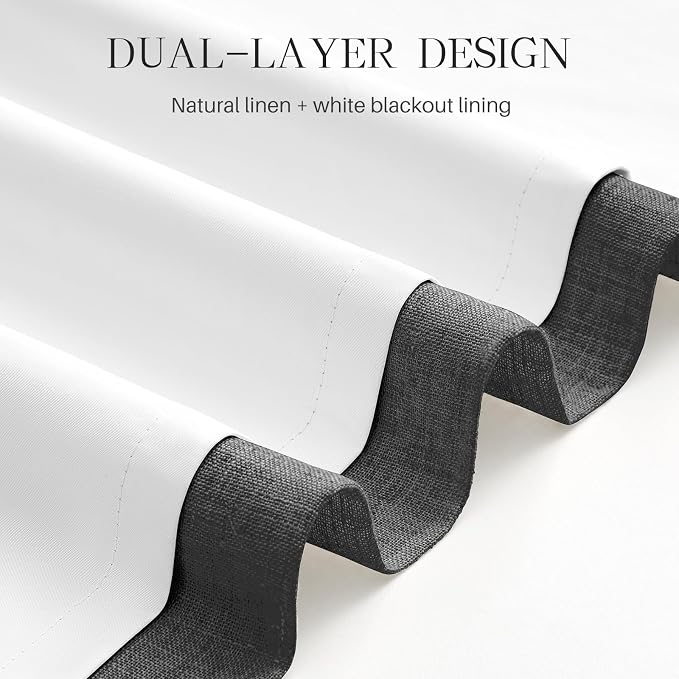 AUSSPVOCT Pinch Pleated 95 Inch Linen Curtains 100% Blackout - Image 5