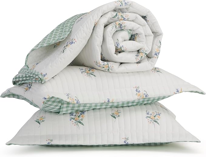 Bedsure Floral Twin Quilt, Reversible Botanical Floral Comforter, Twin XL | - Image 8