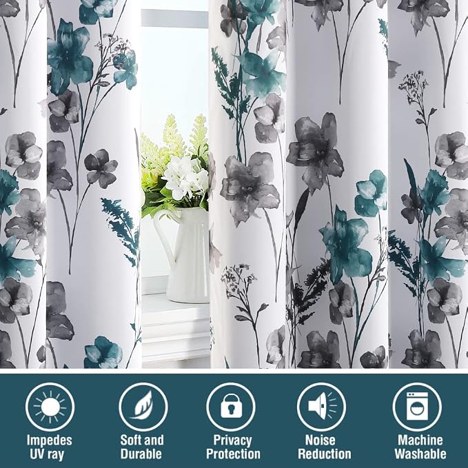 H.VERSAILTEX 100% Blackout Curtains 96 inch Length 2 Panels Set Cattleya Floral - Image 7