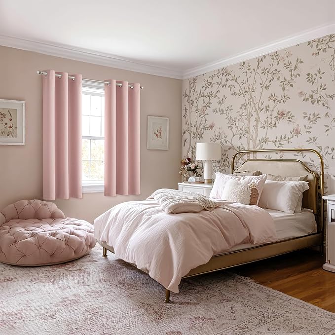 MIULEE Blackout Curtains for Bedroom 2 Panels 40 x 50 Inch Long Pink | Thermal - Image 6