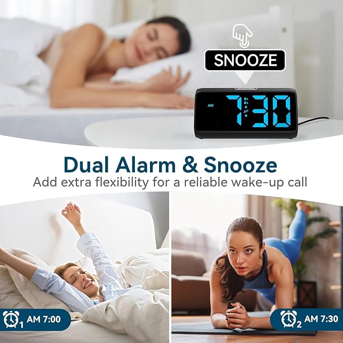 Digital Alarm Clocks for Bedrooms, Loud Alarm Clock - Image 3