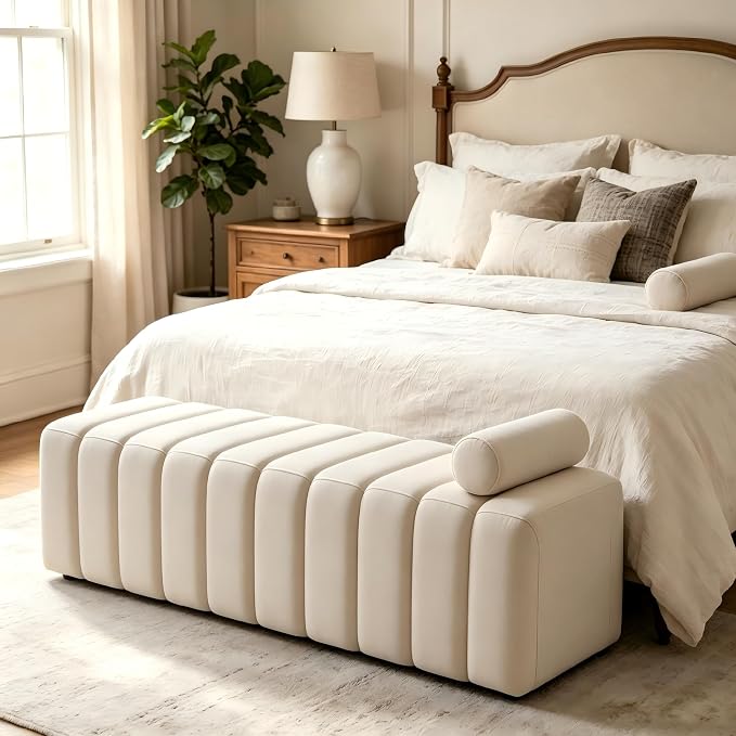 MCombo 54.5" Velvet Bench for Bedroom End of Bed, Ottoman for Entryway 4698 - Image 2