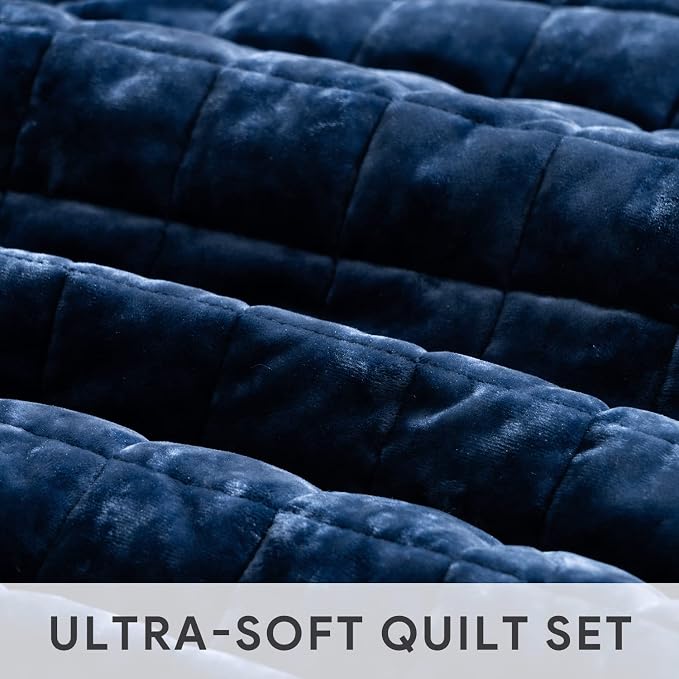 RECYCO Channel Box Stitch Velvet Quilt Set, King Size, Luxury Oversized - Image 4