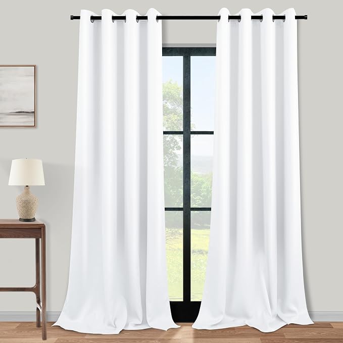 KOUFALL 120 Inch Blackout Curtains, 10 FT Extra Long White Thermal Insulated - Image 3
