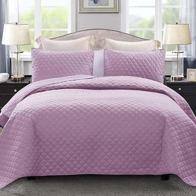 Exclusivo Mezcla Reversible King Size Quilt Bedding Set, Lilac | Lightweight by ExclusivoMezcla