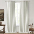 Pleated Beige White Curtains 94 Inches Long 2 Panels Burg, Energy Efficient by QJMYDECO