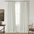 QJmydeco Beige White Linen Curtains 92 Inches Long 2 Panels Set, Modern Neutral by QJMYDECO