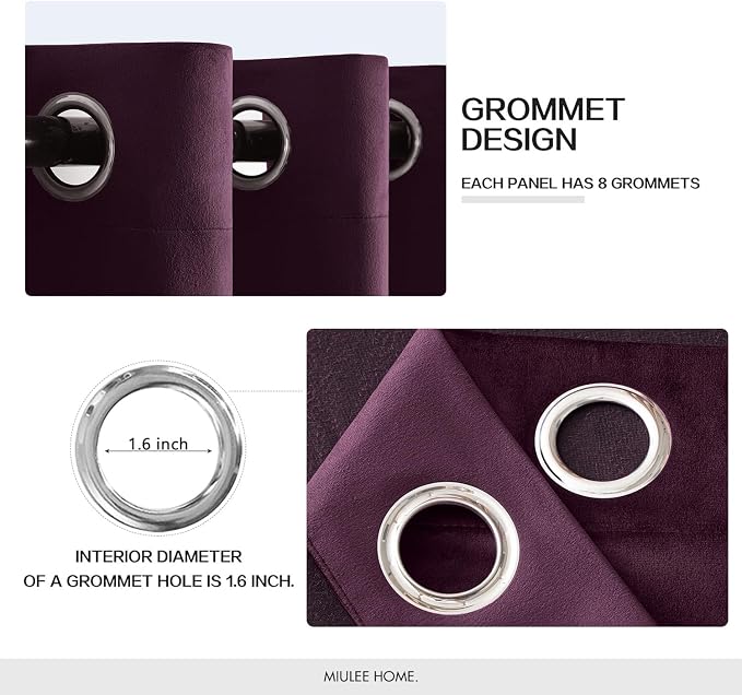 MIULEE Velvet Curtains Purple Orchid 52 x 108 Inch Length Set of 2 | Extra Long - Image 2