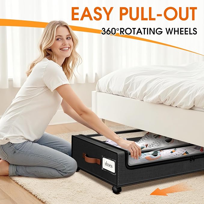 Under Bed Storage with Wheels 2Pack Storage Containers with Clear Window | - Image 4