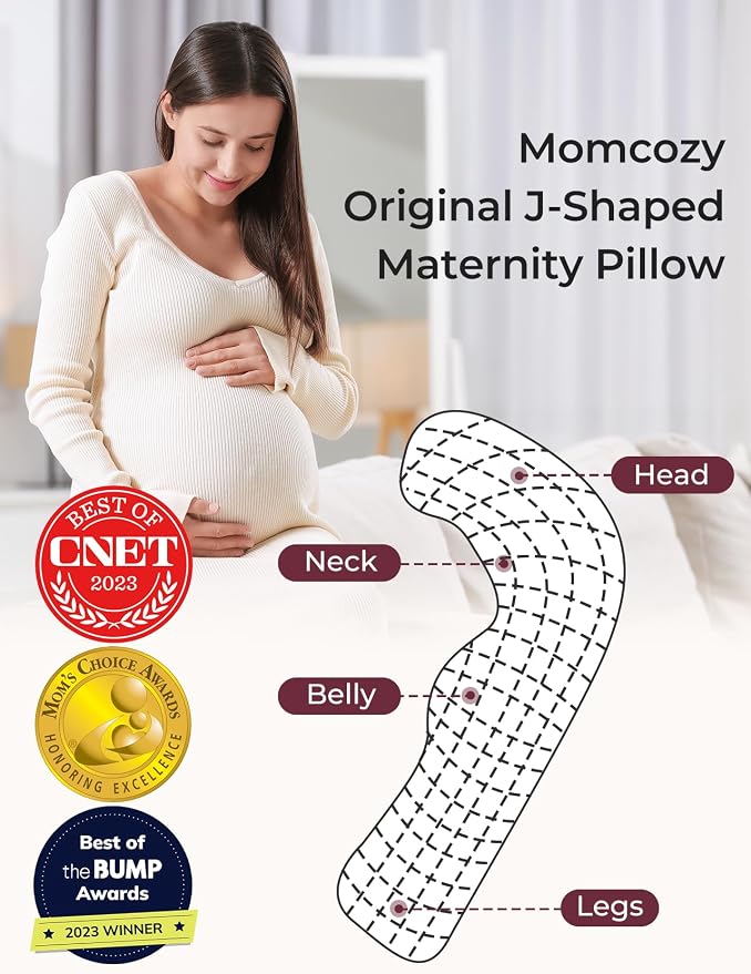 Momcozy J Shaped Pregnancy Pillow, Maternity Body Pillow - Image 4