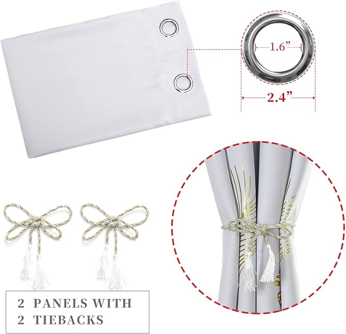 Room Darkening Curtains Greyish White Curtains 72 Inches Long Palm Tree Leaf - Image 4