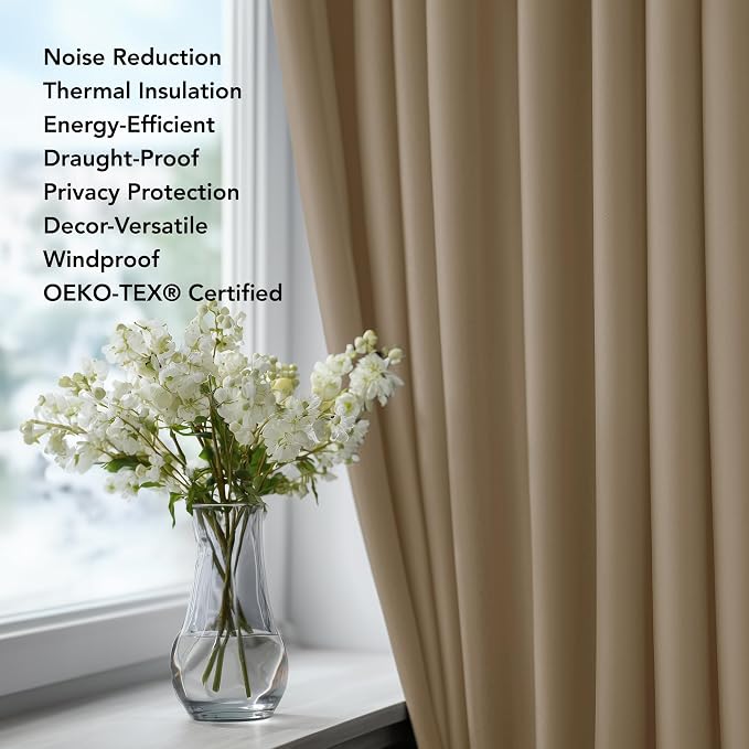 Deconovo Blackout Curtains for Bedroom, Living Room Curtains 63 Inches Long | - Image 4