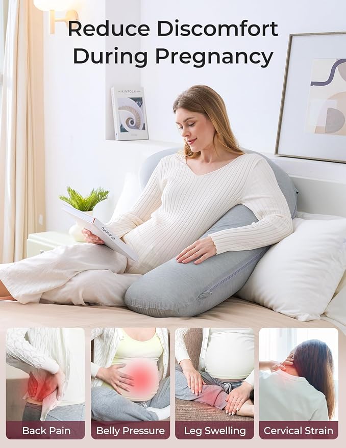 Momcozy J Shaped Pregnancy Pillow, Maternity Body Pillow - Image 3