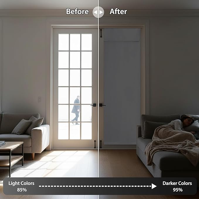 RYB HOME Blackout French Door Curtain, No Drill, W26 x L72, 1 Panel | Self - Image 5