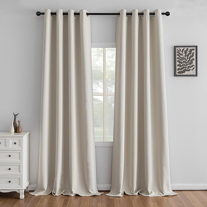 IGEMAEVE Blackout Curtains for Bedroom Grommets Cream 52" W x 96" L | Living by IGEMAEVE