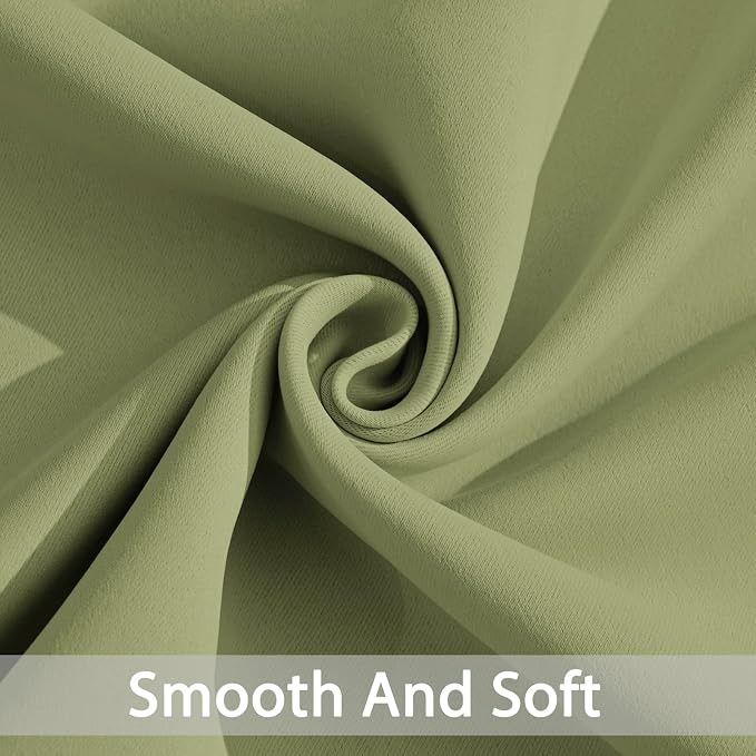 Yakamok Blackout Curtains 38x63 inch Sage Green Thermal Drapes-Bedroom | 2 - Image 4