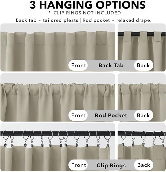 Deconovo Blackout Curtains for Bedroom, Living Room Curtains 45 Inches Long | - Image 2