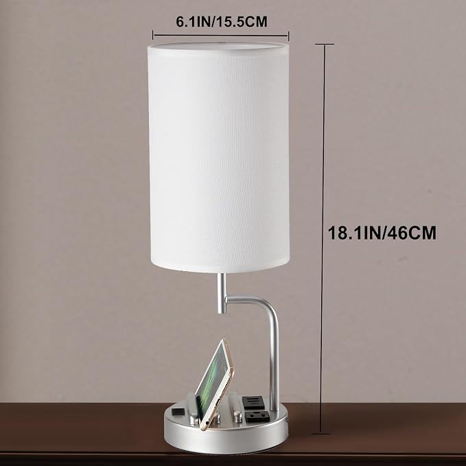 Dreamholder Table Lamp with 3 USB Charging Ports, Modern Desk Lamp with AC - Image 5