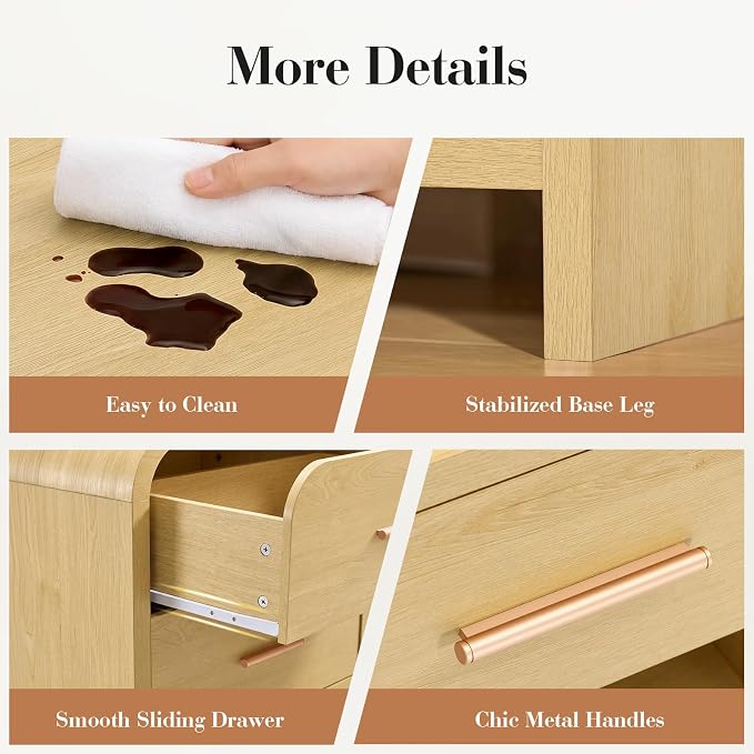 Night Stand Set of 2 3-Drawer Nightstand 26.7" H Metal Handle Modern Sturdy - Image 6