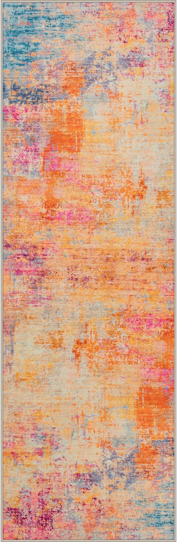3x10 Washable Runner Rug：Modern Abstract Soft Carpet Galaxy Haze | by FXRHLP