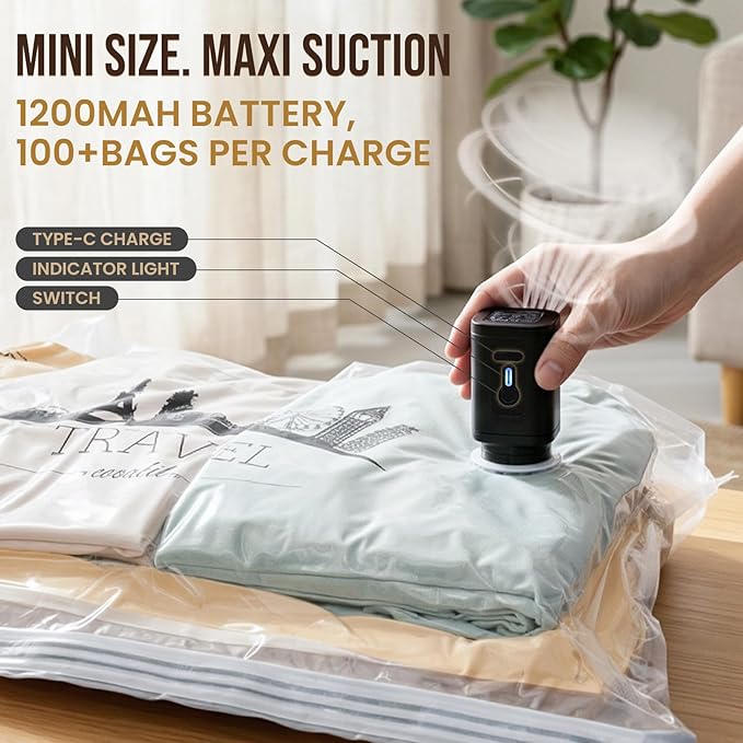 TAILI Vacuum Storage Bags with Electric Pump, 8 Pack | Vacuum Seal Bags - Image 3