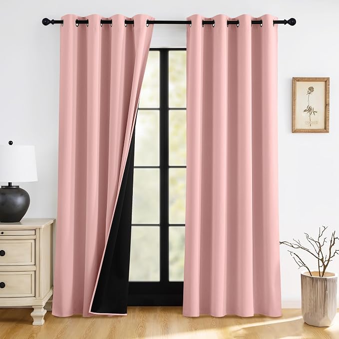 RYB HOME 100% Blackout Bedroom Curtains, Thermal Insulated Curtains | Heat & UV by RYBHOME