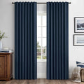 MIULEE 100% Blackout Linen Curtains 42 x 84 Inch Midnight Blue 2 Panels | by MIULEE