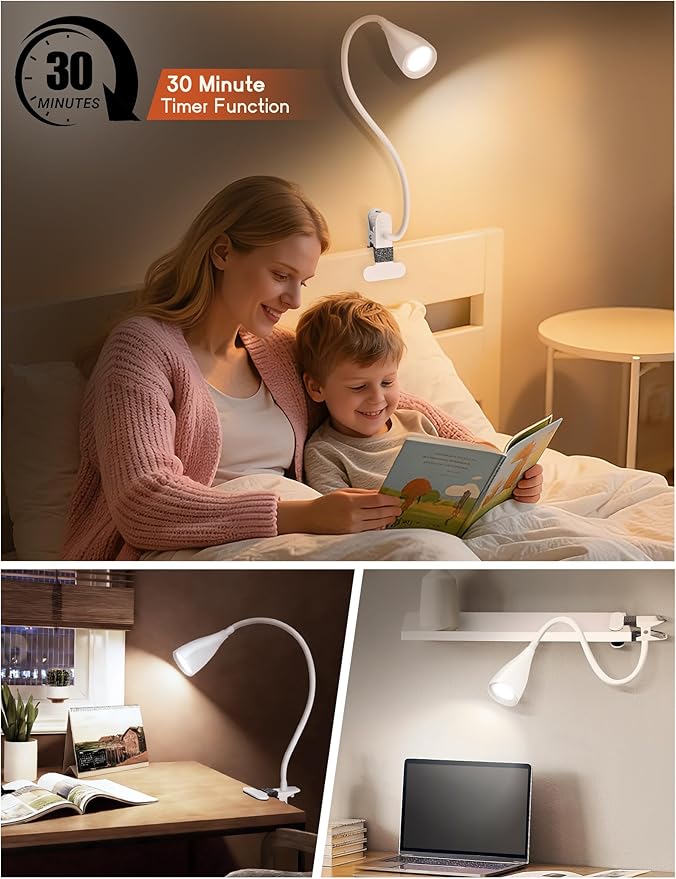2 PCS Reading Light for Book in Bed, Clip on Light Reading Lamp - Image 5
