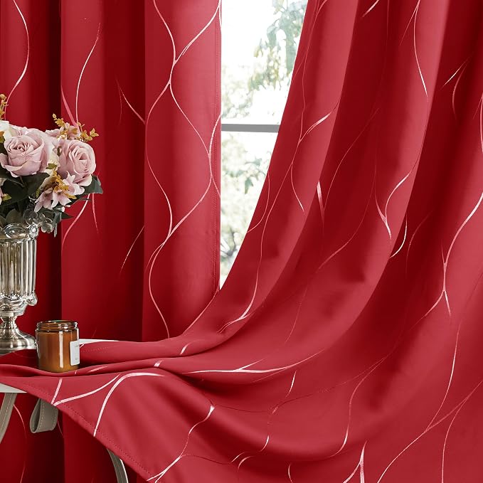Deconovo Curtains for Living Room, Pattern Blackout Curtains 45 Inches Long | - Image 7